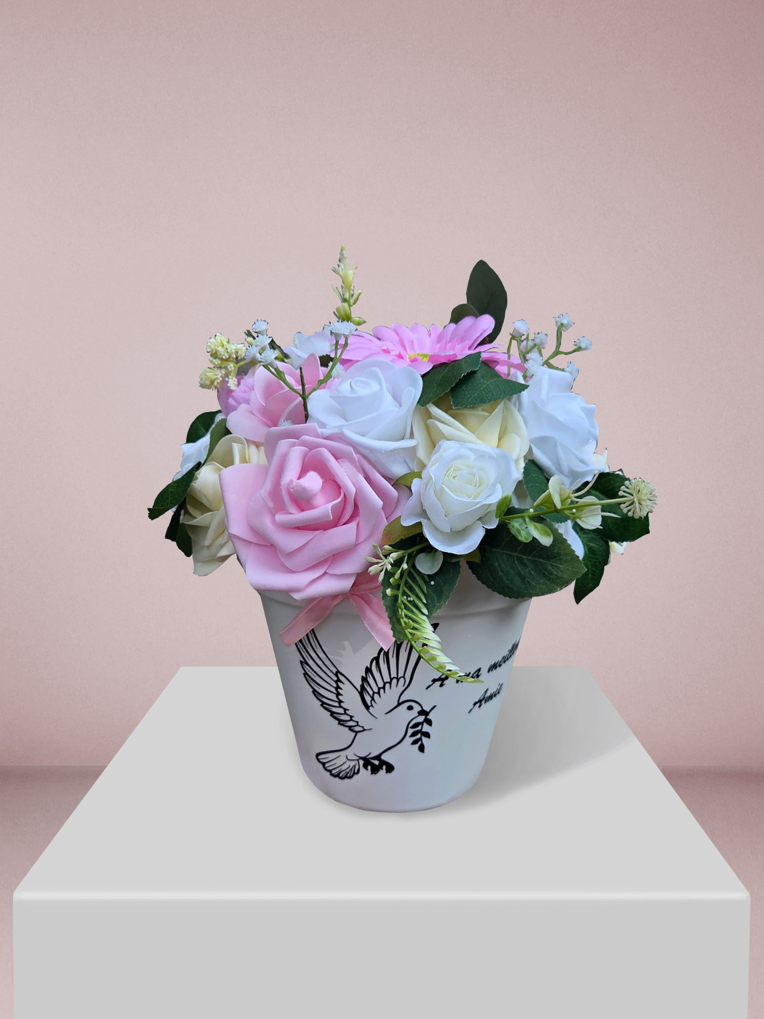 Pot funéraire en fleurs mélangées avec Stickers