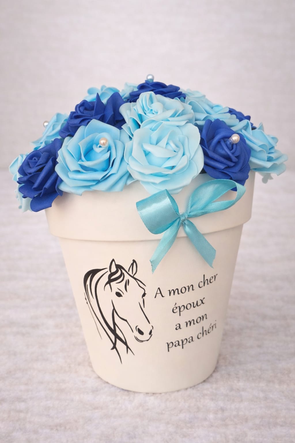 Pot funéraire en roses avec Stickers